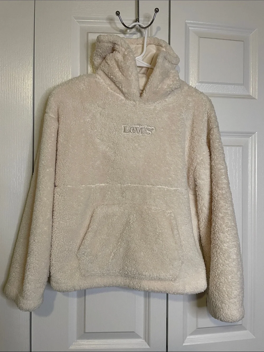 Levi's Sherpa Pullover Hoodie Girls L Cream